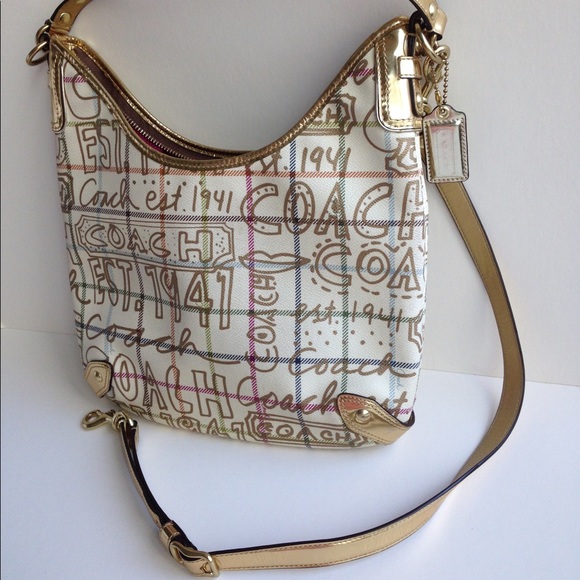 COACH Tattarsall graffiti hobo shoulder  and cross body bag - Picture 2 of 5